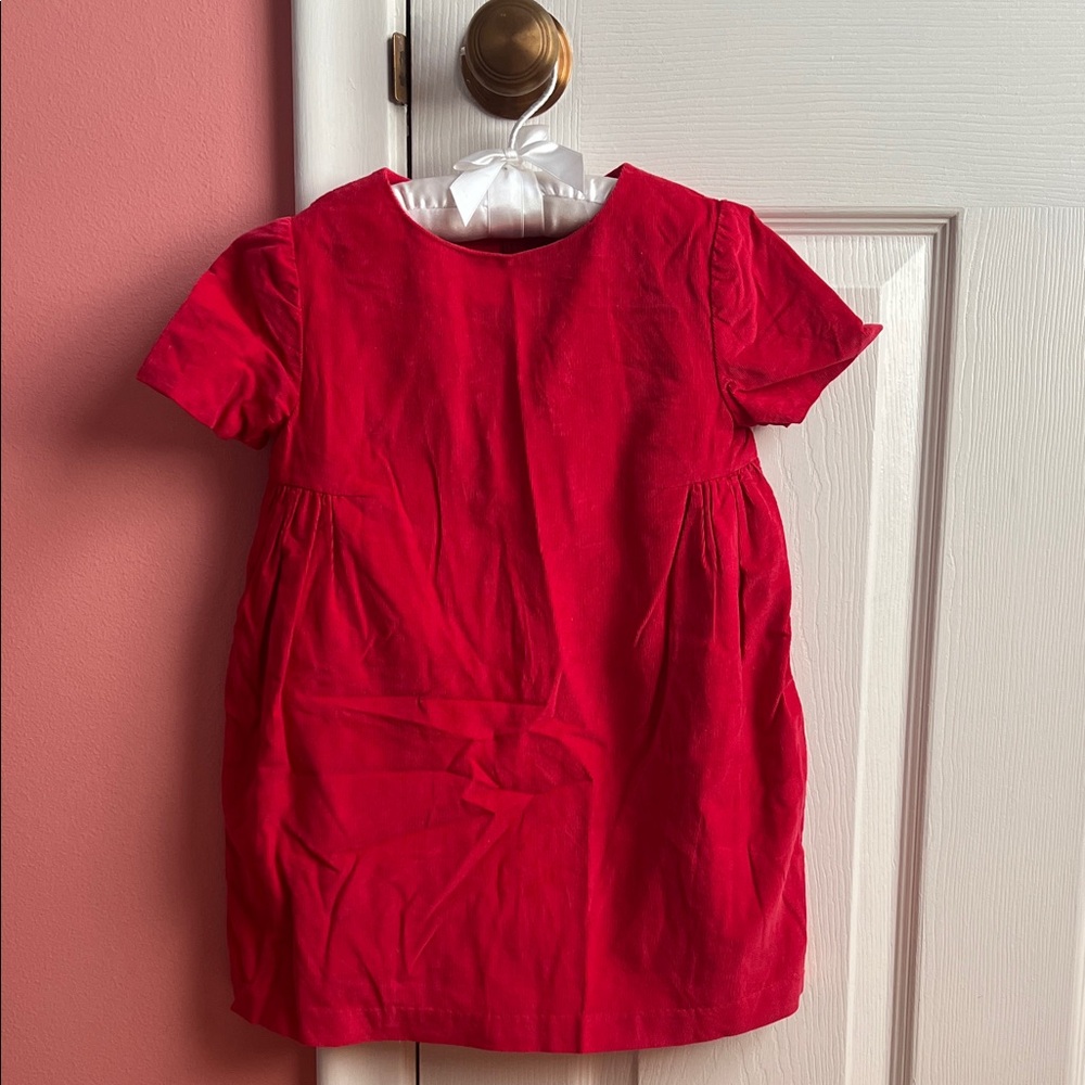Jacadi Red Corduroy Short Sleeve Dress